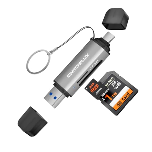 SD Card Reader USB C, 2-in-1 Dual Slot Micro SD Adapter, USB 3.0 High Speed Memory Card Reader for SD,Micro SD,SDHC,SDXC,Compatible with MacBook Pro/Air, iPhone 15/16, iPad, Laptop, Android