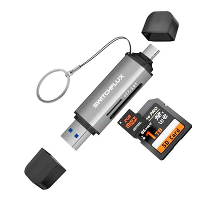 SD Card Reader USB C, 2-in-1 Dual Slot Micro SD Adapter, USB 3.0 High Speed Memory Card Reader for SD,Micro SD,SDHC,SDXC,Compatible with MacBook Pro/Air, iPhone 15/16, iPad, Laptop, Android