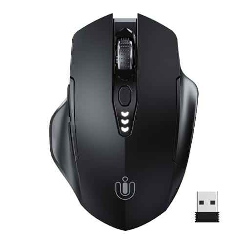 Uineer Wireless Mouse, 2.4GHz Rechargeable Computer Mouse, Battery Display | Stable 2.4GHz USB-A connection, rechargeable battery display and 4 adjustable DPI levels. - color: Matte Black