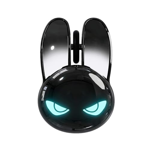 Wireless Gaming Mouse, RGB Light Eyes, Evil Bunny Design, 2.4G/BT | 2.4G Wireless & Bluetooth 5.0 Dual Mode, Silent Click 3 Button 1200 DPI, Rechargeable Cute Mouse for Laptop PC Mac, Black