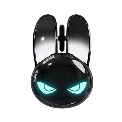 Wireless Gaming Mouse, RGB Light Eyes, Evil Bunny Design, 2.4G/BT | 2.4G Wireless & Bluetooth 5.0 Dual Mode, Silent Click 3 Button 1200 DPI, Rechargeable Cute Mouse for Laptop PC Mac, Black