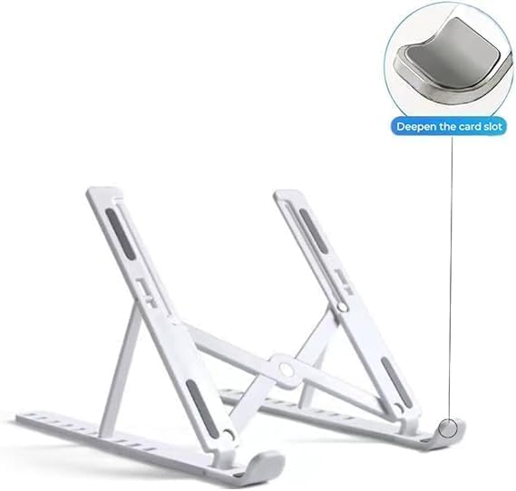 1-Piece Foldable Laptop Stand,Adjustable Ergonomic Laptop Riser,Dual Triangle Stable Structure,Portable Laptop Holder Compatible with 10-17 Inch Laptops（White）