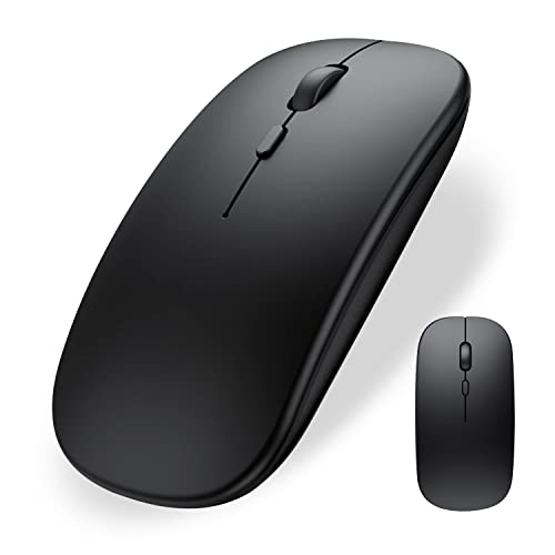 Wireless Bluetooth Mouse for iPad/MacBook Pro/Air/Laptop/pc Rechargeable Silent Mouse Portable Slim for Surface Pro/Lenovo/Samsung Tablet (Black) - color: Black