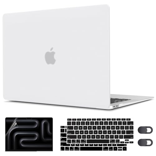 CISSOOK Matte Clear Hard Shell Cover for MacBook Air 13 Inch M1 Case 2020 2021-2018 Release Model A2337 M1 A2179 A1932 with Touch ID, Plastic Hard Case for Air 13" with Keyboard Cover Screen Protector - color: Air13inch-Matte Frosted Clear