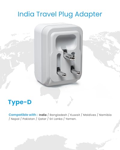 VINTAR US to India Plug Adapter, Foldable India Power Adapter, 2 Pack | 2 AC Outlets and 3 USB Ports (2 USB C), 5-in-1 Type D Plug Adapter for US to India Bangladesh Maldives Pakistan Sri Lanka - style: Type D - India Maldives