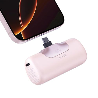 iWALK Portable Charger 5500mAh Next-Gen Small Power Bank 22.5W Fast Charging Battery USB-C Portable Phone Charger for iPhone 17/16/15 17 Plus 17 Pro Max iPad, Samsung Galaxy S25 S24 S23 Android, Pink - color: Pink