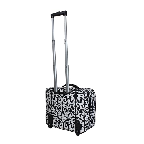 Ladies Damask Rolling Computer Laptop Bag Brief Case -- FITS A 13", 14", 15", 16" OR 17" LAPTOP (MEASURED CORNER TO CORNER DIAGONALLY)