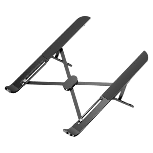 Multiple Angled Laptop Stand with Alloys Construction and Silicone Grips for Secure Placement and Viewing Foldable Laptop Stand - color: Black
