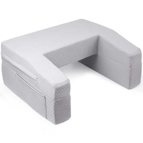 Laptop Pillow for Bed & Couch – 24" Lap Desk with High Density Foam, 16" Leg Spacing, Arm Rests, Side Pockets, 2 Washable Covers | Gaming, Reading, Steam Deck, Switch