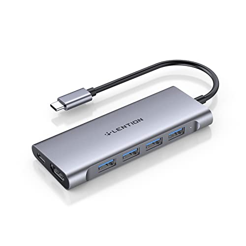 LENTION USB C Hub Multiport Adapter with 4K HDMI, 100W Charging, 4 USB 3.0 5Gbps Splitter Compatible 2016-2025 MacBook Pro, Mac Air, Surface, iPhone & Type-C Devices, Stable Driver(C35, Space Gray) - color: Space Gray, size: 6 Ports Short