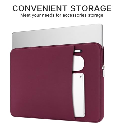 RAINYEAR 15.6 Inch Laptop Sleeve Protective Case Soft Carrying Zipper Bag Cover with Front Pocket & Accessories Pouch, Compatible with 15.6" Notebook Computer Chromebook (Red) - color: Red, size: 15.6"