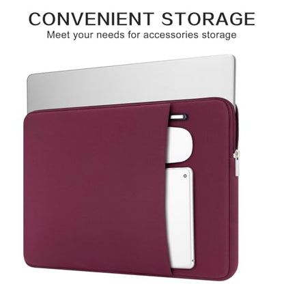 RAINYEAR 15.6 Inch Laptop Sleeve Protective Case Soft Carrying Zipper Bag Cover with Front Pocket & Accessories Pouch, Compatible with 15.6" Notebook Computer Chromebook (Red) - color: Red, size: 15.6"