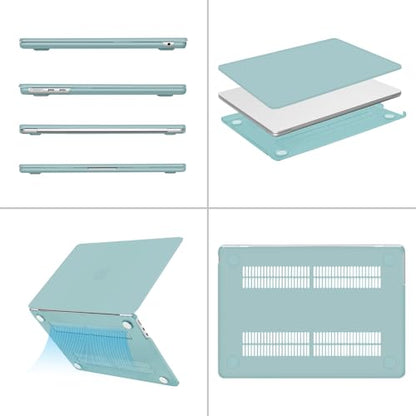 MOSISO Compatible with MacBook Air 13 inch Case M5 2026 M4 M3 M2 2025-2022 | A3449 A3240 A3113 A2681, Hard Shell&Keyboard Cover&Screen Film&Pouch for MacBook Air 13.6 inch Case, Aquamarine - color: Aquamarine