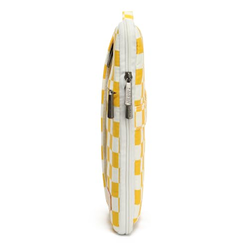 360 Degree Protective Laptop Sleeve with Multi-Pockets (Yellow Checkered, 14 inch-14.4 inch) - color: Yellow Checkered, size: 14 inch-14.4 inch