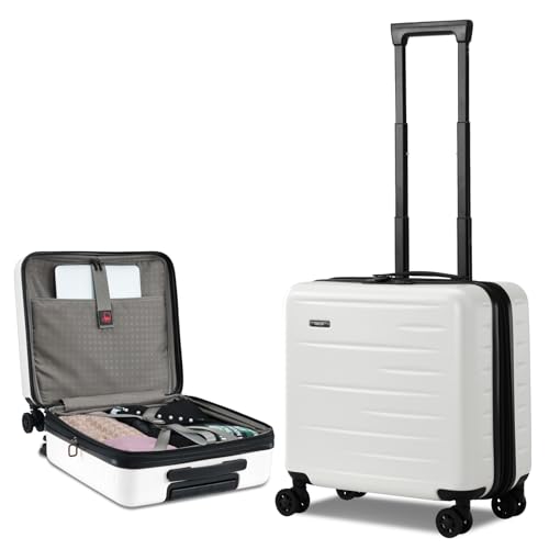 CENSIEN Expandable 16 Inch Carry On Luggage Airline Approved Small Suitcase | Lightweight ABS+PC Hard Shell Suitcases,360° Spinner Wheels,TSA Lock,YKK Zipper,Business Weekender Short Trips,White - color: White, size: 16 Inch EXT