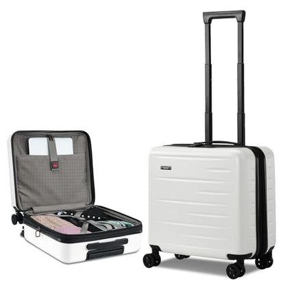 CENSIEN Expandable 16 Inch Carry On Luggage Airline Approved Small Suitcase | Lightweight ABS+PC Hard Shell Suitcases,360° Spinner Wheels,TSA Lock,YKK Zipper,Business Weekender Short Trips,White - color: White, size: 16 Inch EXT