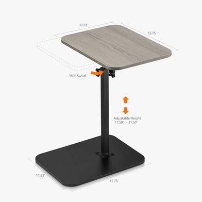 ZEAPTAC C-Shaped Side Table, 360° Swivel Height Adjustable, Lightweight Portable TV Tray Snack End Table for Couch Sofa Bed Small Spaces-Black Wood - color: Black Wood