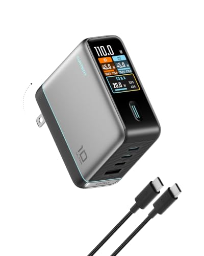 CUKTECH 100W Wall Laptop Charger, 4-Port GaN USB C Charger Block, Smart Display and Touch Control, Fast Charging Power Adapter for MacBook, iPhone 17/16 Series, Galaxy S26, Pixel (Cable Included)
