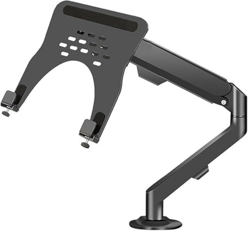 2-in-1 Adjustable Gas Spring Arm Desk Mount – Holds 4.4-19.8lbs, for 17"-30" Monitors or 10"-16" Laptops with Tray(Color:Black) - color: Black