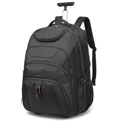 Boavan Wheeled Backpack,18.4 inch Water Resistant Rolling Backpack,Carry on Luggage Business Bag, Overnight College Computer Backpacks Trolley Suitcase for Men Women Adults to Travel，Black - color: Black, size: 18.4 inches