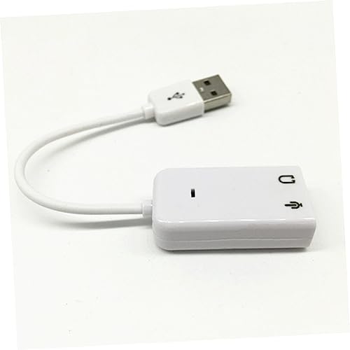 Healifty USB Wired Sound Card Adapter with Channel Sound USB Powered External Audio Converter for Notebook Laptop Speakers Driverless Plug and Play White Cable