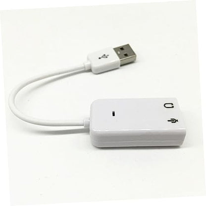 Healifty USB Wired Sound Card Adapter with Channel Sound USB Powered External Audio Converter for Notebook Laptop Speakers Driverless Plug and Play White Cable