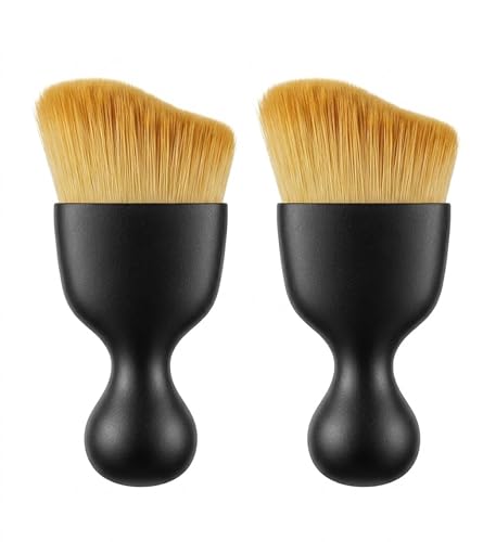 Soft Keyboard Cleaning Brush, Anti-Shedding High-Density Bristles with Wider Coverage, Shatterproof S-Curve Handle Car Detailing Dust Tool for PC, Laptop and Electronics (2 Packs) - color: Black C