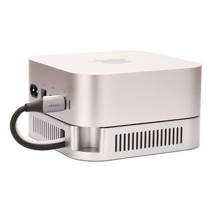 M4 M5 Mac mini Stand, Silver Holder for Mac mini 2024-2026 with Ventilation Heat Dissipation Cooling, Desk Mount Accessories with Anti-Slip Silicone and Dust-Proof Nets - color: Silver for Mac Mini 2024-2028