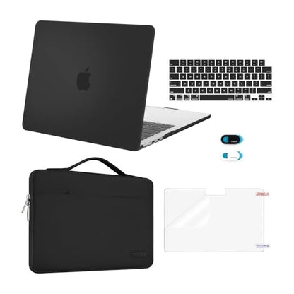 MOSISO Compatible with MacBook Air 13 inch Case M5 2026 M4 2025 M3 M2 2024-2022 A3449 A3240 A3113 A2681,Hard Shell&Sleeve Bag&Keyboard Skin&Webcam Cover&ScreenFilm for MacBook Air 13.6, Black - color: Black