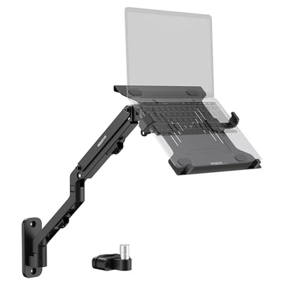 Mount-It! Ergonomic Laptop Arm for Wall or Pole Mounting, Full Motion Adjustments, Versatile Design, Easy Installation | Wall or pole laptop arm, swivels 180°, tilts +90/-45°, extends 21.8", fits 10-15.6" laptops, converts to monitor mount - style: Laptop
