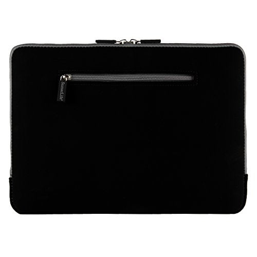 SumacLife Micro Suede Carrying Sleeve with Rear Pocket for 13-13.3 Inches Laptops (SLMSuede13BGRY) - color: Black/gray