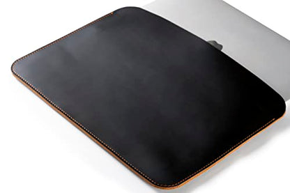 Leather Laptop Sleeve, Handmade Slim Case for MacBook Air 13" (M2) 2024, (M3) 2024 & 15 inch (M3) 2044 - color: New Black & Tobacco, size: 13"