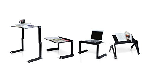 Adjustable Laptop Computer Lap Desk Portable Multifunctional Cooling Ergonomic Vented Table TV Bed Tray Stand Mount Holder (420 * 260mm, Black) - color: Black, size: 420*260mm (Standard)