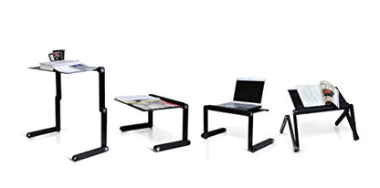 Adjustable Laptop Computer Lap Desk Portable Multifunctional Cooling Ergonomic Vented Table TV Bed Tray Stand Mount Holder (420 * 260mm, Black) - color: Black, size: 420*260mm (Standard)