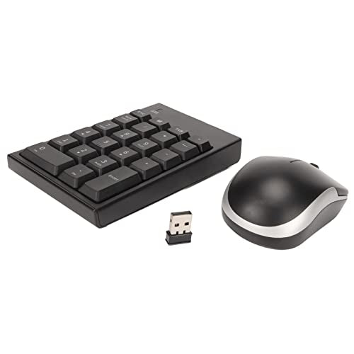 Numeric Keypad Mouse Combo, 2.4GHz Wireless Number Pad and Mouse ABS Material 22 Keys Ultra Slim USB Numeric Keypad and Mouse Combo for Laptop Desktop, PC, Pro,Notebook (Black)