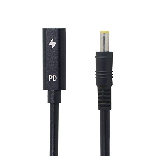 cablecc Type C USB-C Female Input to DC 5.5x2.5mm Power PD Charge Cable fit for Laptop 18-20V - color: Black 5.5x2.5mm