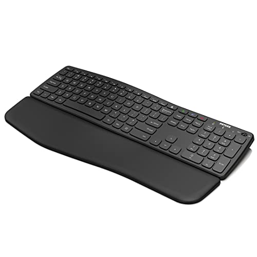 Arteck Bluetooth Keyboard Universal Wave Comfortable Keypad with Palm Rest Multi-Device Full Size Wireless Keyboard for Windows iOS iPad OS Android, Computer Desktop Laptop Surface Tablet Smartphone