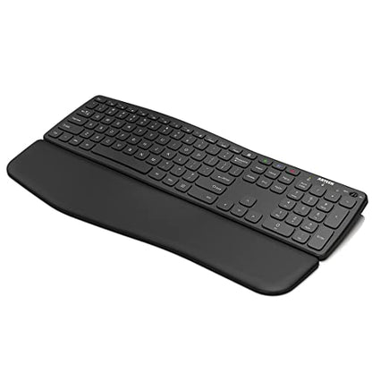 Arteck Bluetooth Keyboard Universal Wave Comfortable Keypad with Palm Rest Multi-Device Full Size Wireless Keyboard for Windows iOS iPad OS Android, Computer Desktop Laptop Surface Tablet Smartphone