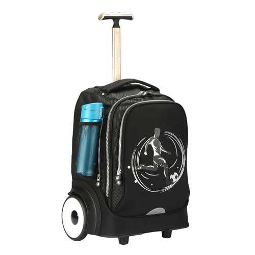 Rolling Laptop Bag with Quiet Wheels for 15.6 Inch Laptop, 6inch Large Wheel Roller Bag, Backpack with Wheels, Wheeled Computer Bag (T5- Football) - color: T5- Football