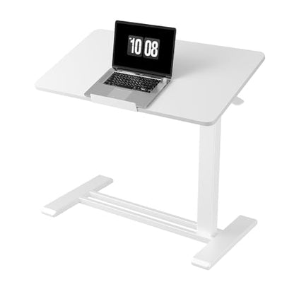 FLEXISPOT H7 PRO 90° Tiltable Mobile Overbed Table with Pneumatic Lift,32'' | Full foldable bedside table with adjustable desktop for laptop, Rolling Computer Cart and bed sofa.31.5" W x 17.7" D,White - color: White, size: 32x18