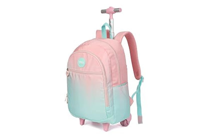 Wheels Kids Backpacks for Large Girls Rolling School Backpack with lunch box(DROPS BLUE) - color: Drops Blue