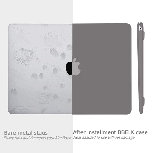 B BELK Compatible with MacBook Air 13 inch Case M1 2021 2020 2019 2018 | A2337 A2179 A1932, Matte Plastic Hard Shell for MacBook Air 13.3 inch Case with Keyboard Cover & Screen Protector, Gray - color: Gray