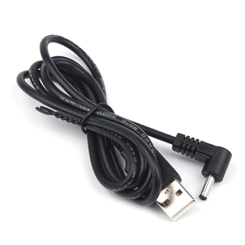 TENINYU USB 2.0 A Male to Right Angled 90 Degree DC 3.5x1.35 mm 5 Volt 24AWG DC Barrel Jack Power Cable 3FT, Black (Max 2.5 Ampere, Center PIN Positive), 2 Pack