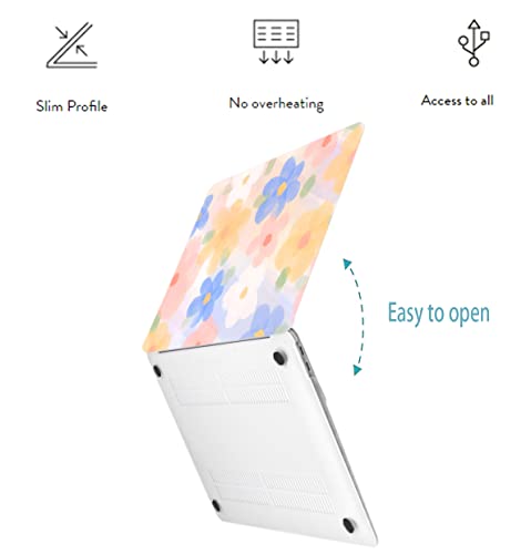 LanBaiLan Laptop Plastic Hard Shell Protective Case, Compatible for New MacBook Air 13 inch 2020 2019 2018 Release A2337 M1 A2179 A1932 Retina Display with Touch ID & Keyboard Cover, Paint Flower - color: Paint Flower