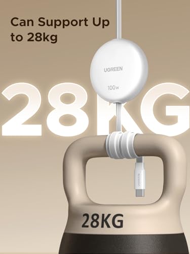 UGREEN 100W Retractable USB C Cable, Fast Charging, White, 3.3FT | Compatible with iPhone 17/16/15, MacBook Pro/Air, Galaxy S26/S25, iPad Pro/Air, Pixel 10/9, Switch, AirPods. Nylon Braided - color: White