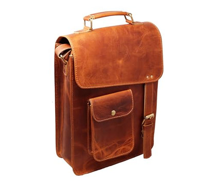 leather messenger bag laptop case office briefcase gift for men computer distressed shoulder bag - style: 13 Inches