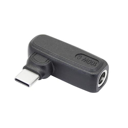 90 Degree 100W DC 5.5mm x 2.1mm Power Adapter, Input 15 - 20.5V, PD Chip | Right Angle DC 5521 Female to USB Type C Male PD Plug, Built in PD Intelligent Chip Quick Identification V/A, for USB C Port - style: DC 5521 Female to USB Type c Male - 100W