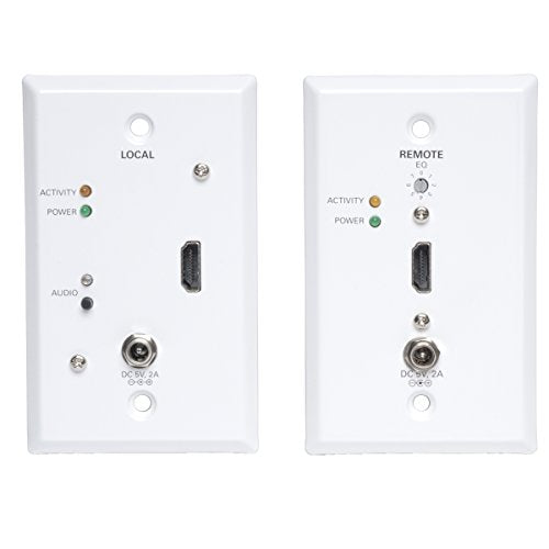 TRIPP LITE HDMI Over Cat5 / Cat6 Extender, Extended Range Wallplate Transmitter and Receiver for Video and Audio 1920x1200 1080p at 60Hz (B126-1A1-WP) - style: Extended Range HDMI Wall Plate