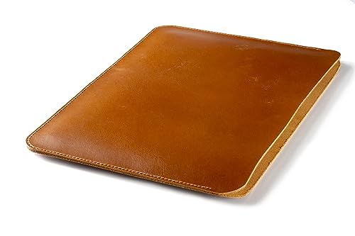 Leather Laptop Sleeve, Handmade Slim Case for MacBook Air 13" (M2) 2024, (M3) 2024 & 15 inch (M3) 2041 - color: Light Tobacco, size: 13"