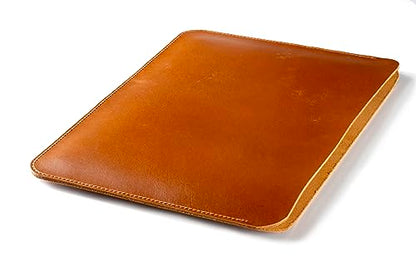 Leather Laptop Sleeve, Handmade Slim Case for MacBook Air 13" (M2) 2024, (M3) 2024 & 15 inch (M3) 2041 - color: Light Tobacco, size: 13"